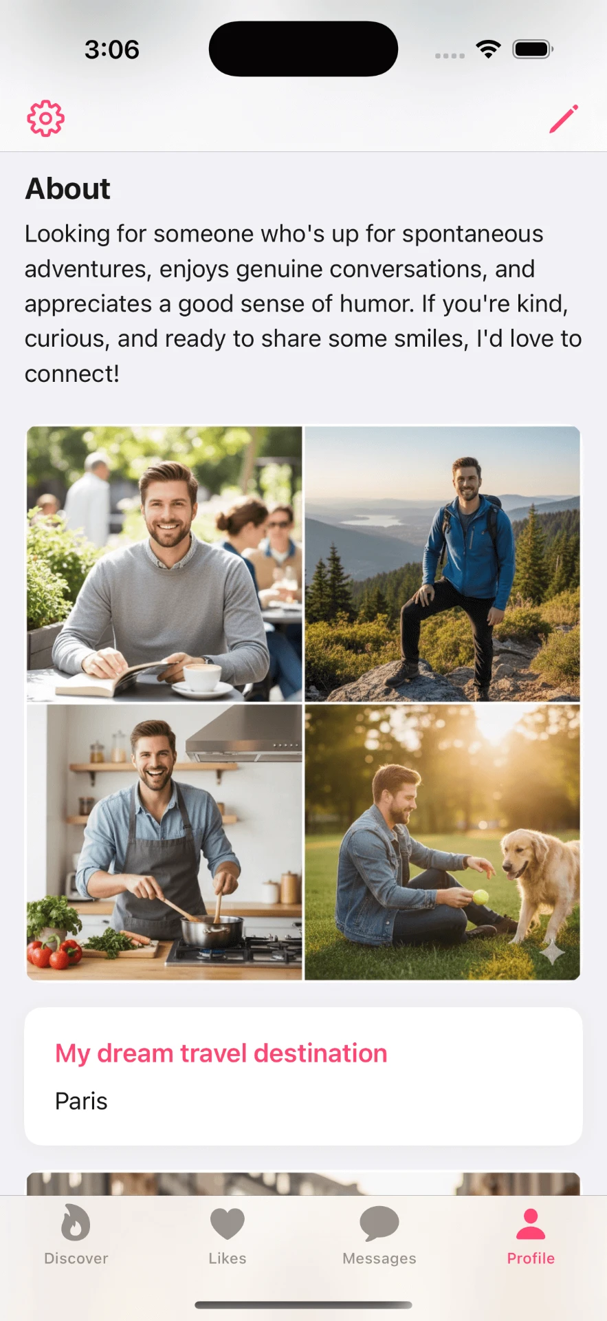 Delband profile details including job, gender, and lifestyle